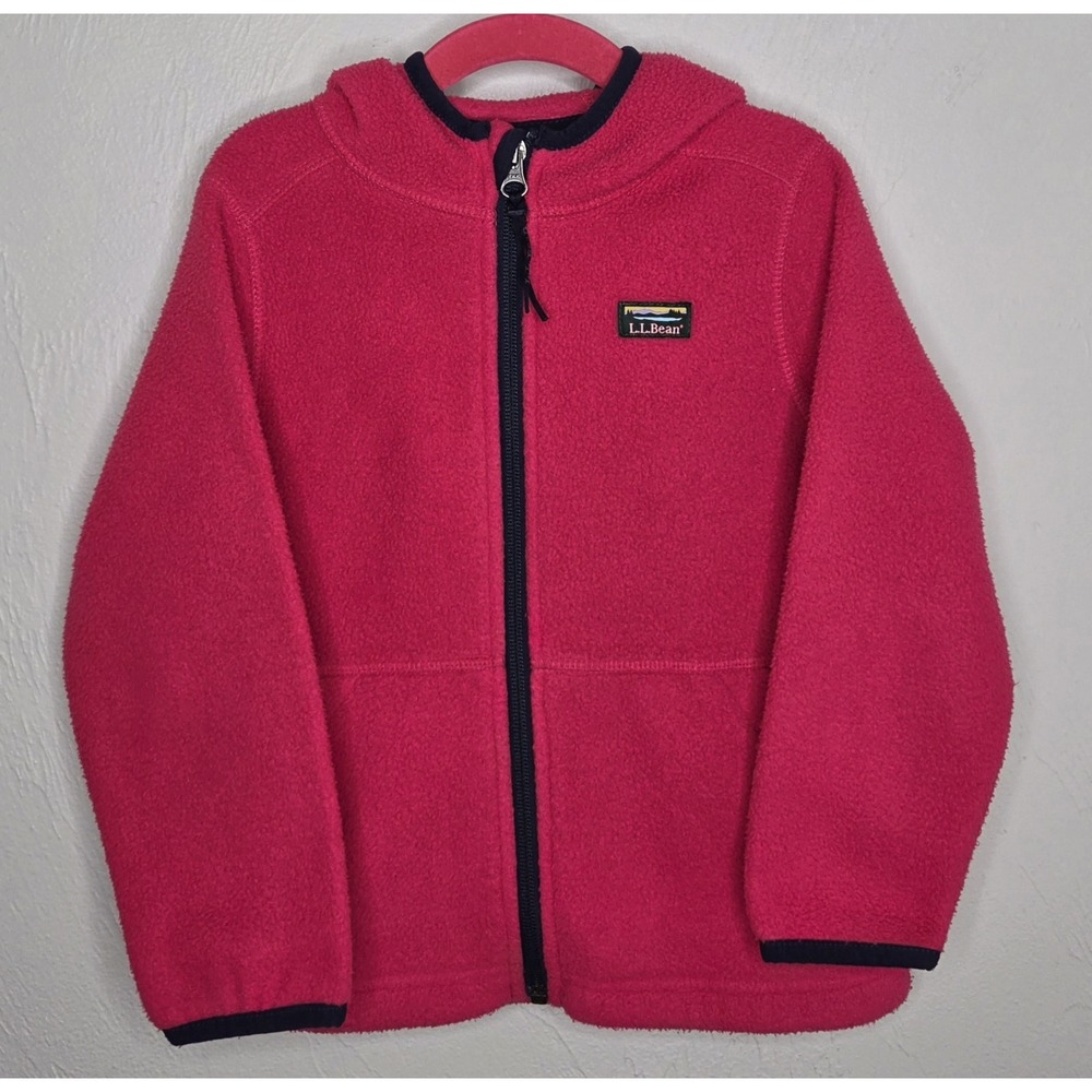 L.L. Bean Pink Kids Hooded Fleece Zip Up Jacket Size 4T Toddler Outdoor